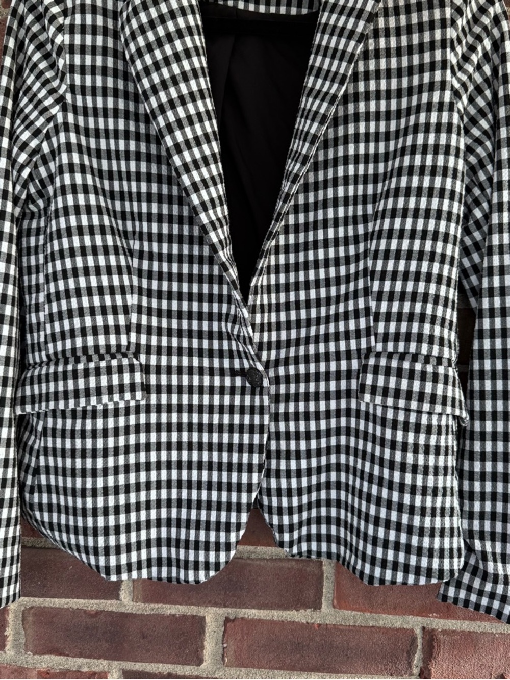 Maison d’Amelie Paris Black and White Plaid Blazer Size Medium M Regular - Picture 3 of 8